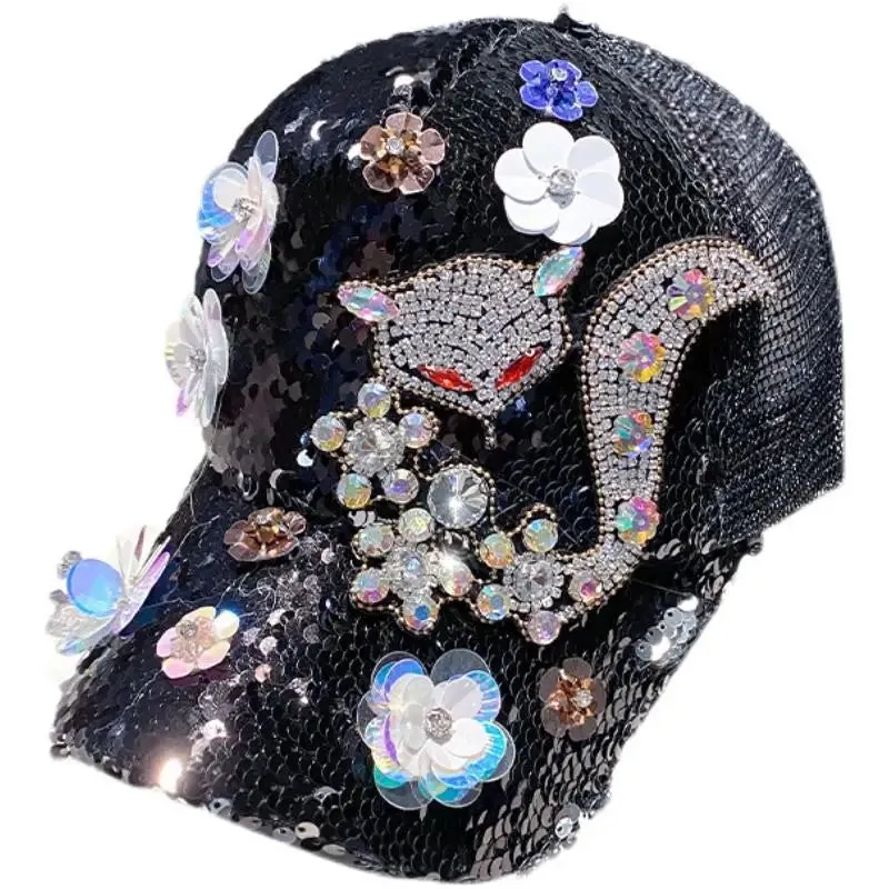 TEEK - Diamond Sequin Fox Baseball Cap