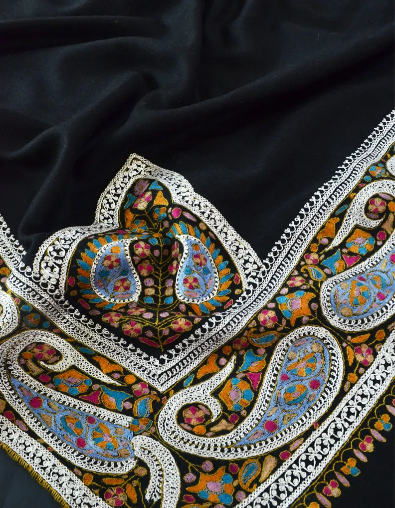 Tila & Emb. Black Shawl 5327