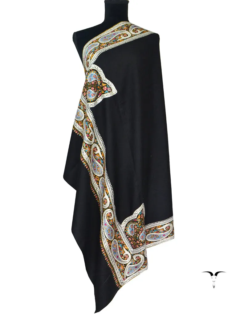 Tila & Emb. Black Shawl 5327