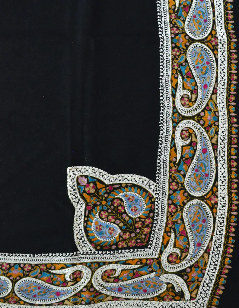 Tila & Emb. Black Shawl 5327