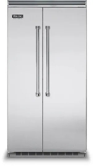 Viking 5 Series VCSB5423SS 42 Inch Counter Depth Built-In Side by Side Refrigerator with 25.32 Cu. Ft Total Capacity, ProChill™ Temperature Management, New Spillproof Plus™ Shelves, Plasmacluster™, and ENERGY STAR® Certified: Stainless Steel