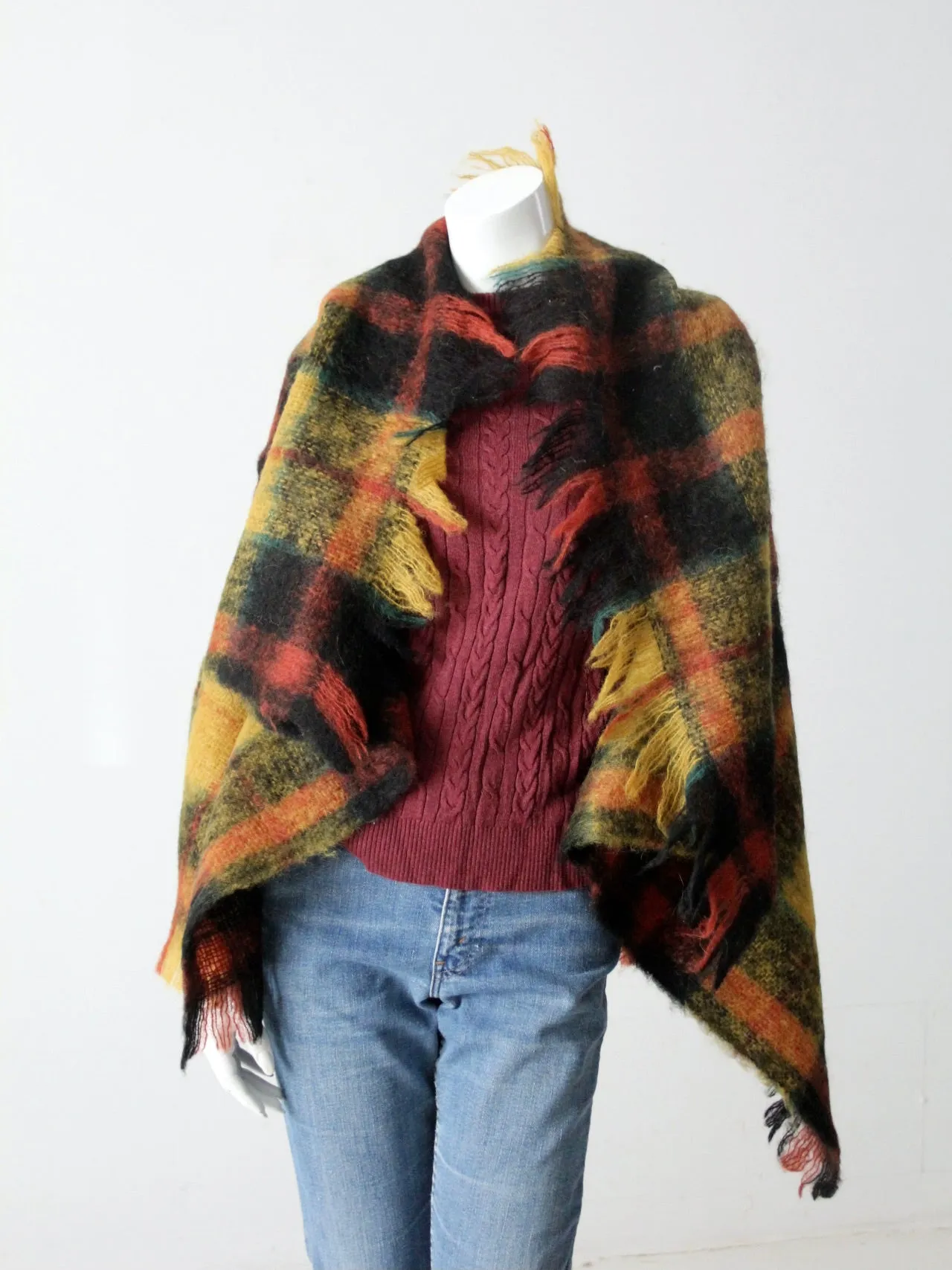 vintage Scottish wool plaid blanket