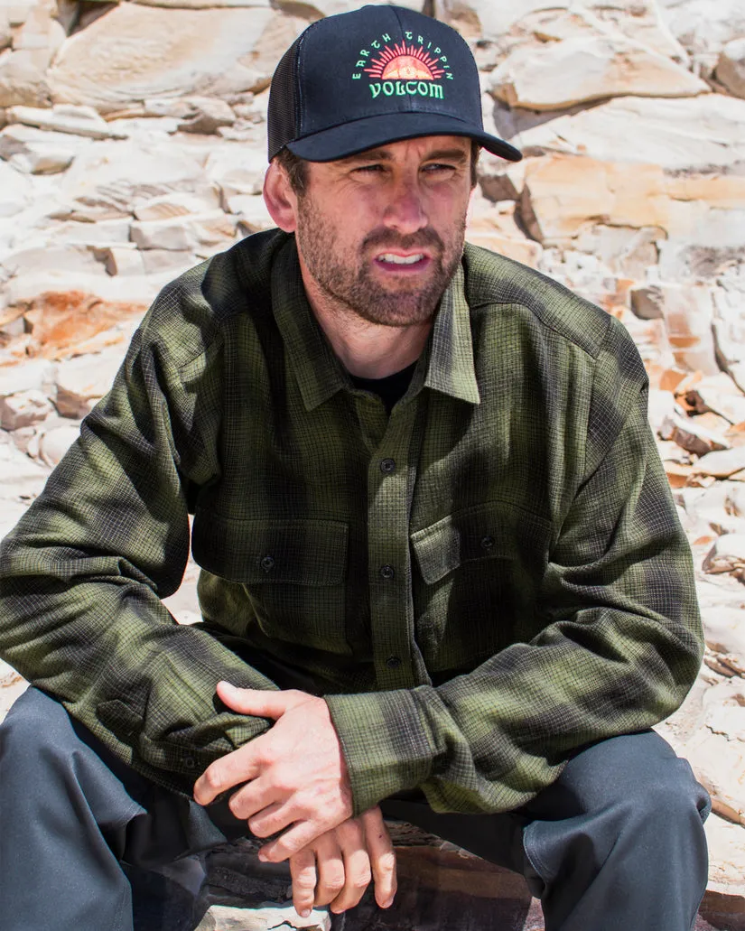 Volcom Shadowstone Flannel Long Sleeve Shirt - WINTER MOSS
