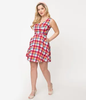 Voodoo Vixen Multicolor Plaid Cotton Chiquita Dress