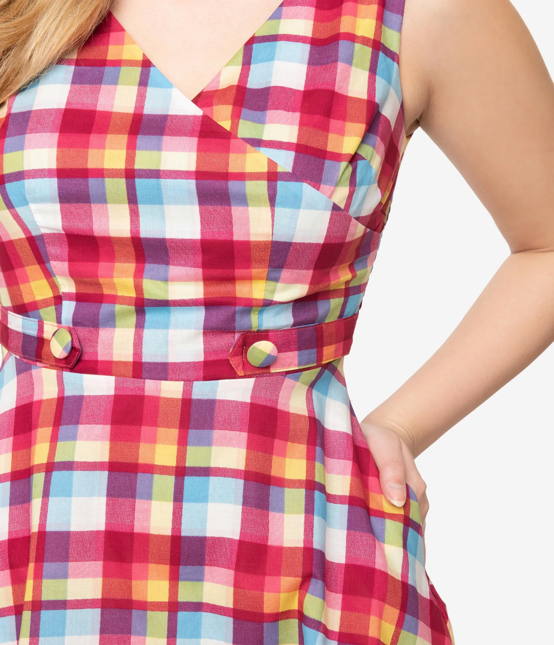 Voodoo Vixen Multicolor Plaid Cotton Chiquita Dress