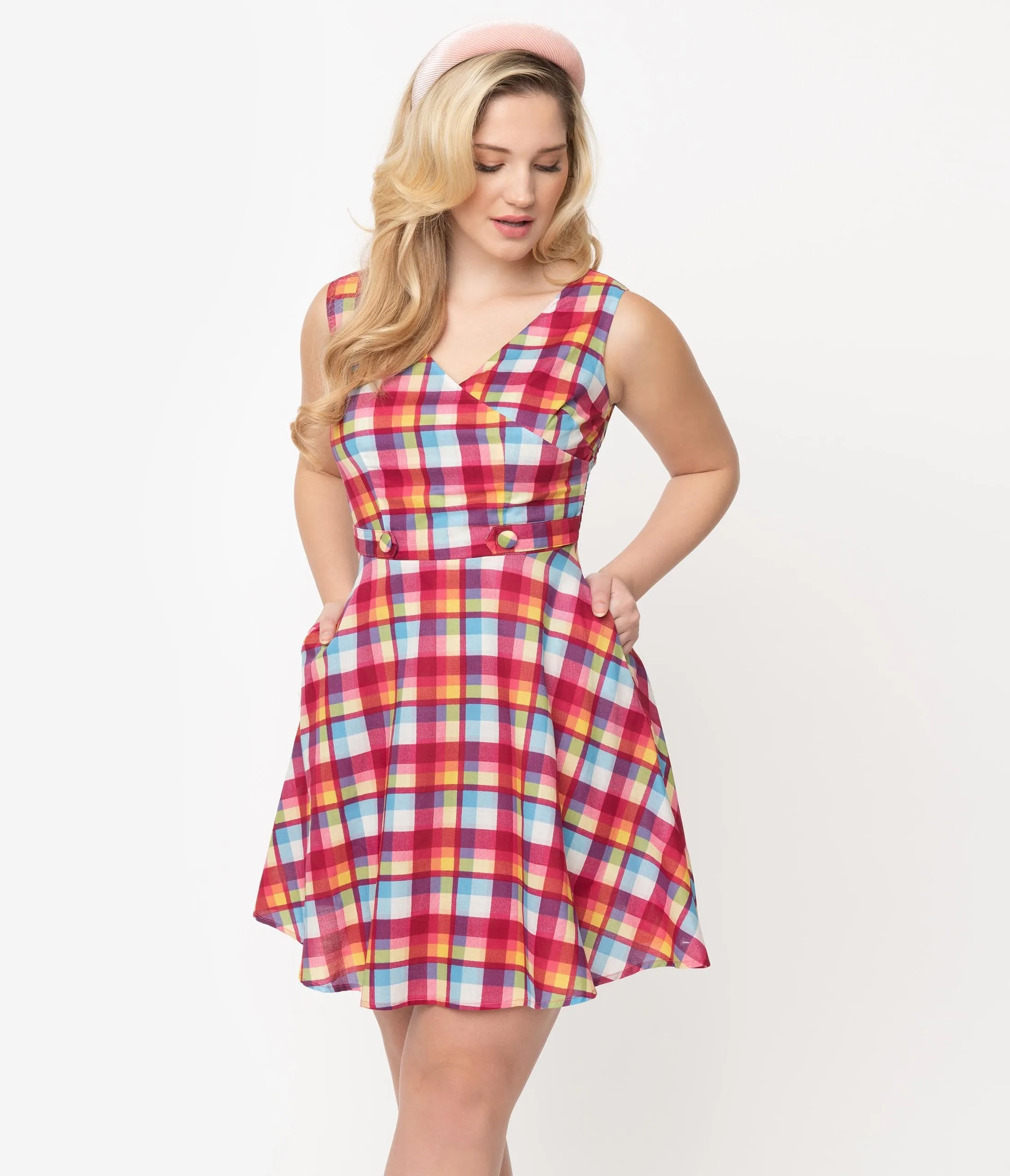 Voodoo Vixen Multicolor Plaid Cotton Chiquita Dress