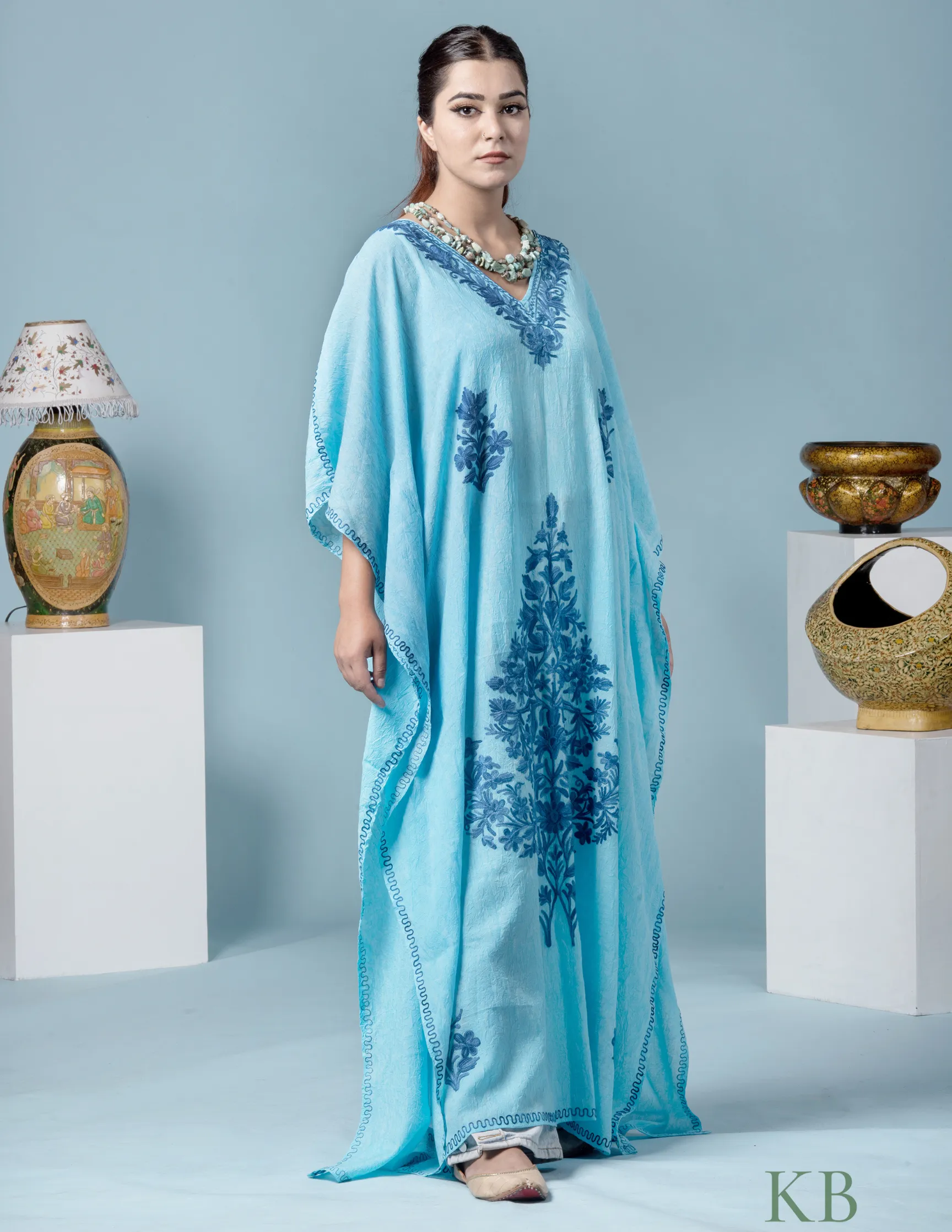 Wast E Chinar Aari Embroidered Summer Cotton Kaftan