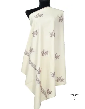 White Embroidery Pashmina Shawl 7449