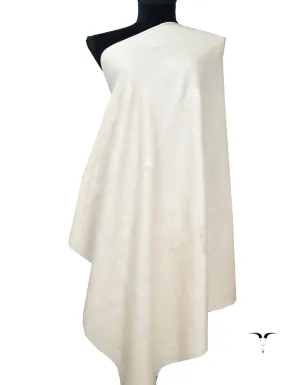 White Embroidery Pashmina Shawl 7744