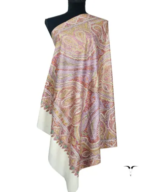 white jamma embroidery pashmina shawl 8301