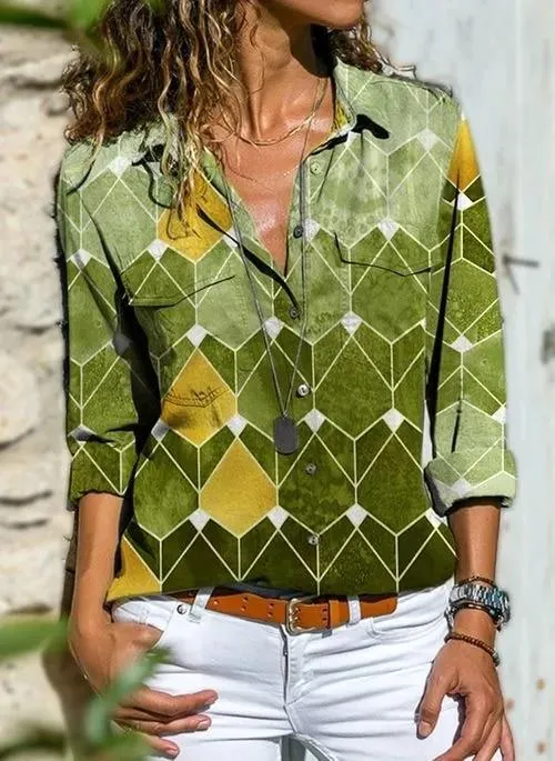Women Long Sleeve Floral Print Casual Shirts